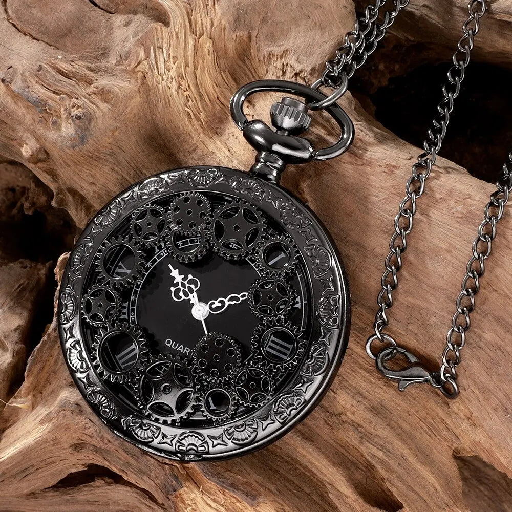 Hollow Quartz Pocket Watch Necklace Pendant