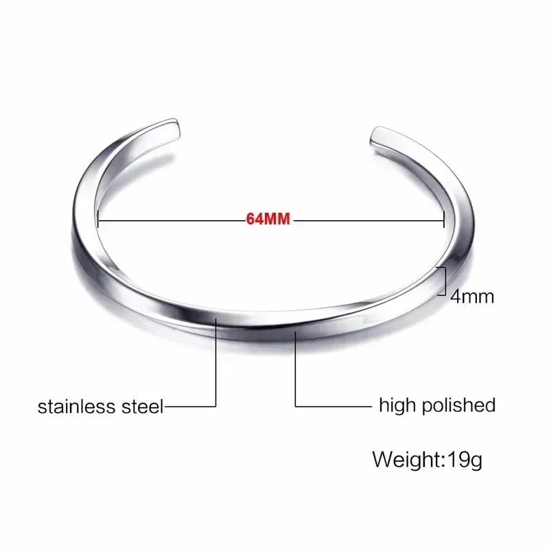 Twisted Stainless Steel Open Bangles for Men Women Delicate Cuff Bracelet