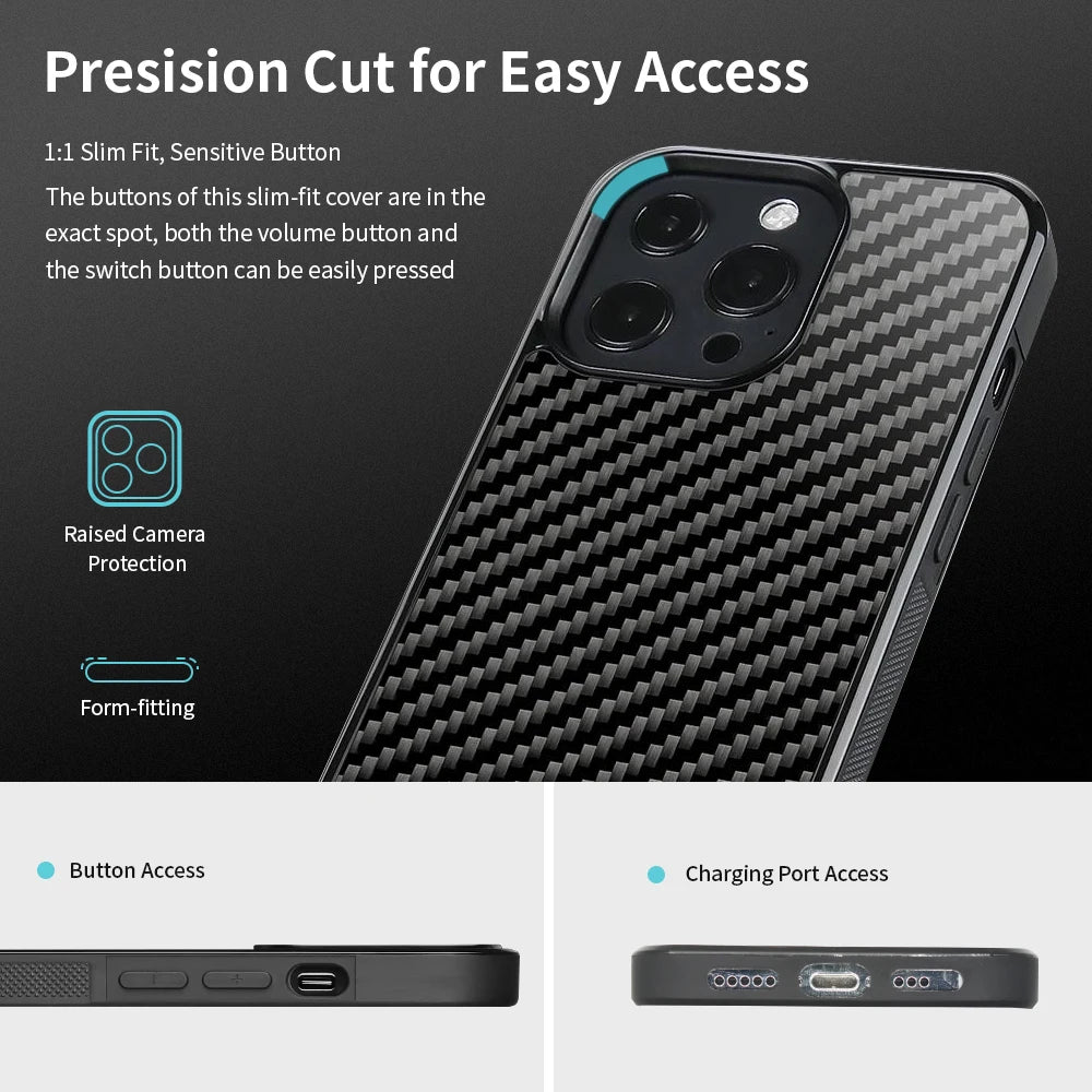 Magsafe Gloss Carbon Forged Carbon Fiber TPU Phone Case for iPhone 15 14 13