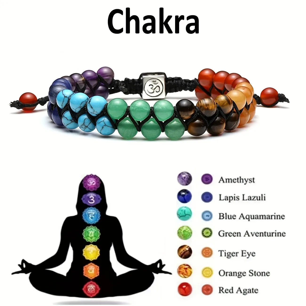 7 Chakra Treatment Crystal Meditation Relaxation Anxiety Womens Bracelet