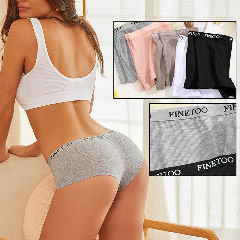 2pcs Womens Cotton Panties Female Boxer Low Waist Sport Underwear