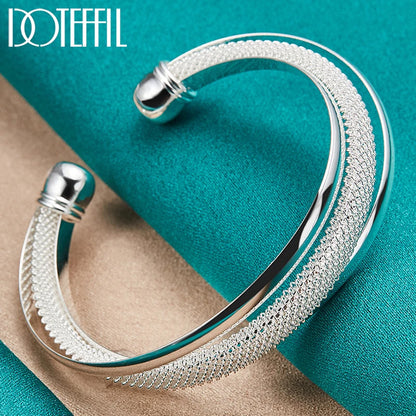 925 Sterling Silver Large Reticulated Smooth Unisex Bangle Bracelet