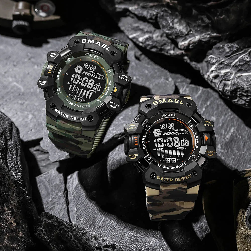 Mens Military Digital Watch LED Sports Alarm 50m Waterproof Wristwatch