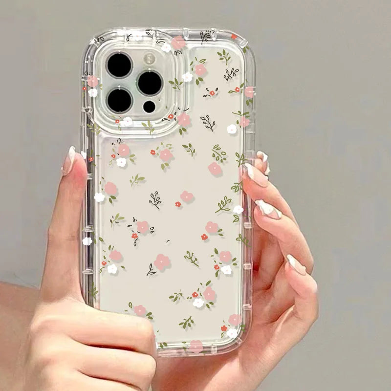 Flower Phone Case For iPhone 16 15 Aesthetic Floral Cute Cover