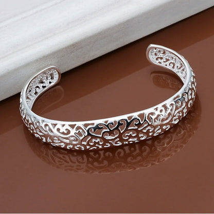 925 Sterling Silver Open Bangle Bracelet for Women