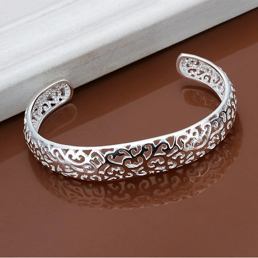 925 Sterling Silver Open Bangle Bracelet for Women