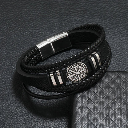 Unique Design Punk Vintage Cuff Mens Leather Bracelet