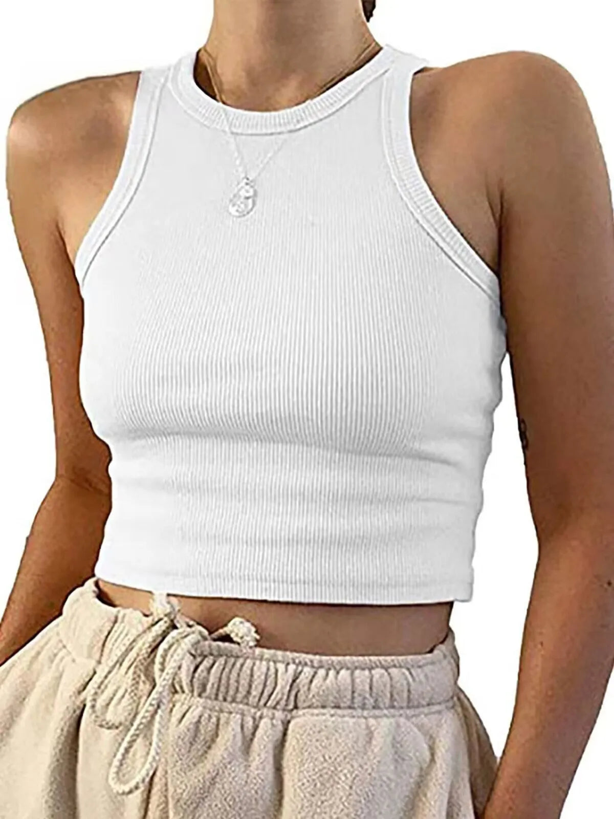 Crop Top Womens Sports Tank Seamless Sleeveless Yoga