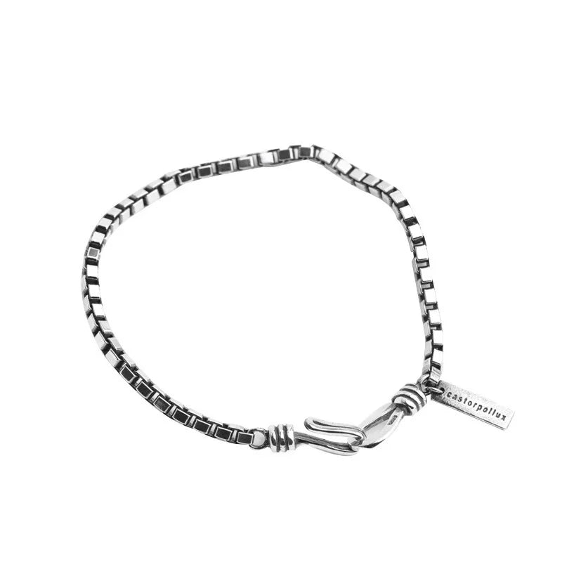 925 Sterling Silver Geometric Bracelet Simple Charm for Women