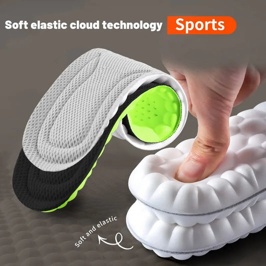 Sport Shoes Insoles 4D Shock Absorption Deodorant Breathable Cushion