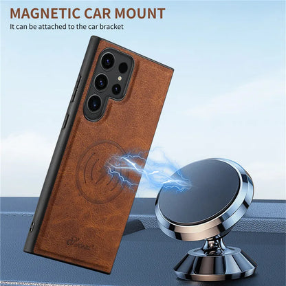 Leather Magnetic Wallet Phone Case For Samsung S24 S23 S22