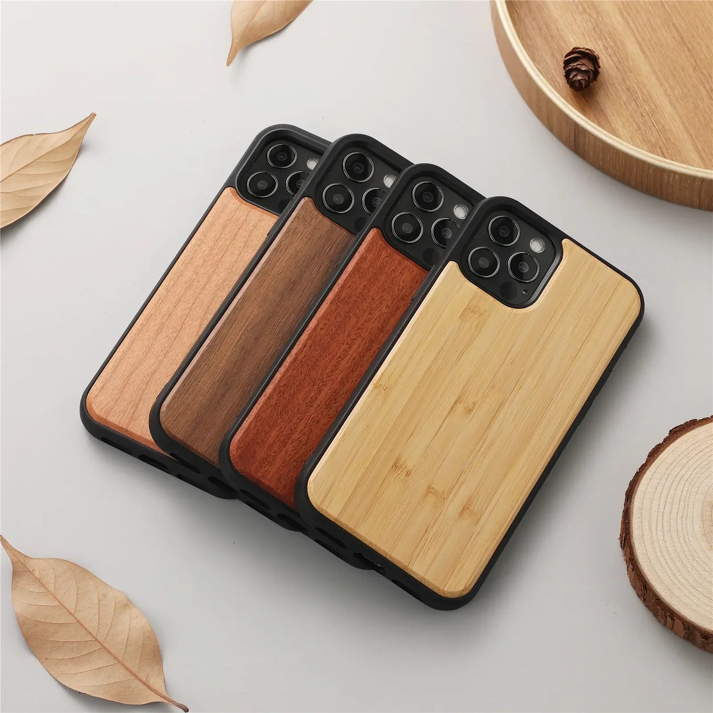 Real Wood Back Case for iPhone 11 12 13 14 15 Plus Pro Max