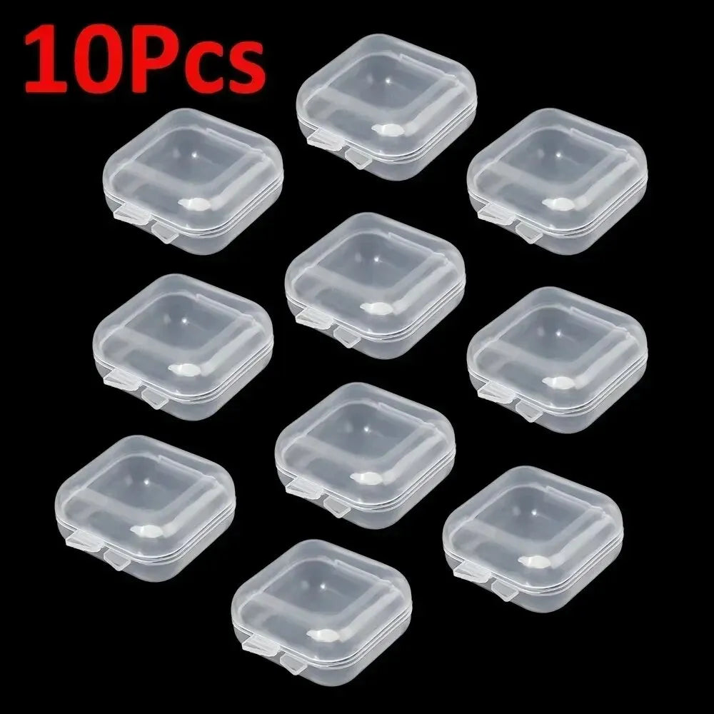 Mini Plastic Jewelry Storage Box Square Transparent Flip Portable