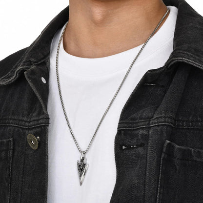 Spear Point Arrowhead Necklaces for Men Cool Punk Stainless Steel Arrow Pendant