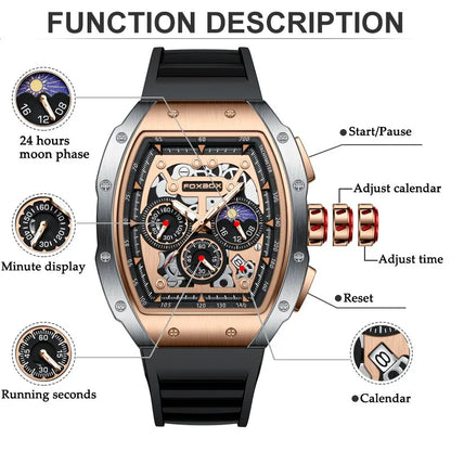 Mens Sports Watch Waterproof Military Quartz Chronograph Wristwatch