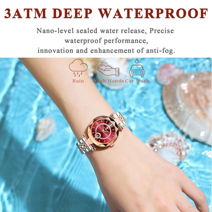 Ladies Quartz Watch Waterproof Stainless Steel Womens Wristwatch