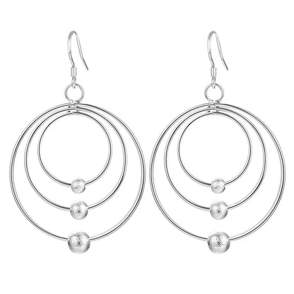 925 Sterling Silver Earrings for Women Three Circle Beads