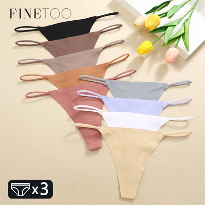 3pcs Womens Seamless Thongs Sexy Low Waist Bikini Panties