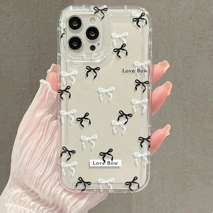 Colorful Bow Clear Transparent Tpu Shockproof Case For iPhone 16 15 14 13 12 11