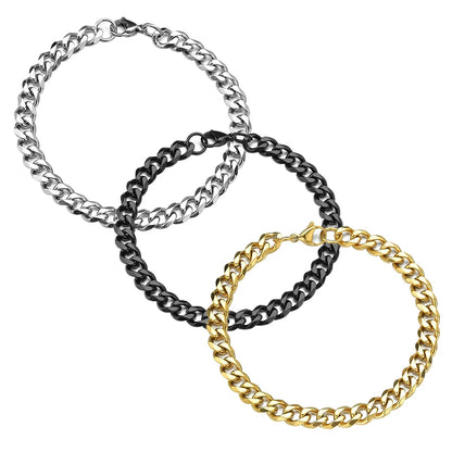 Fashion Stainless Steel Mens Curb Cuban Chain Bracelet