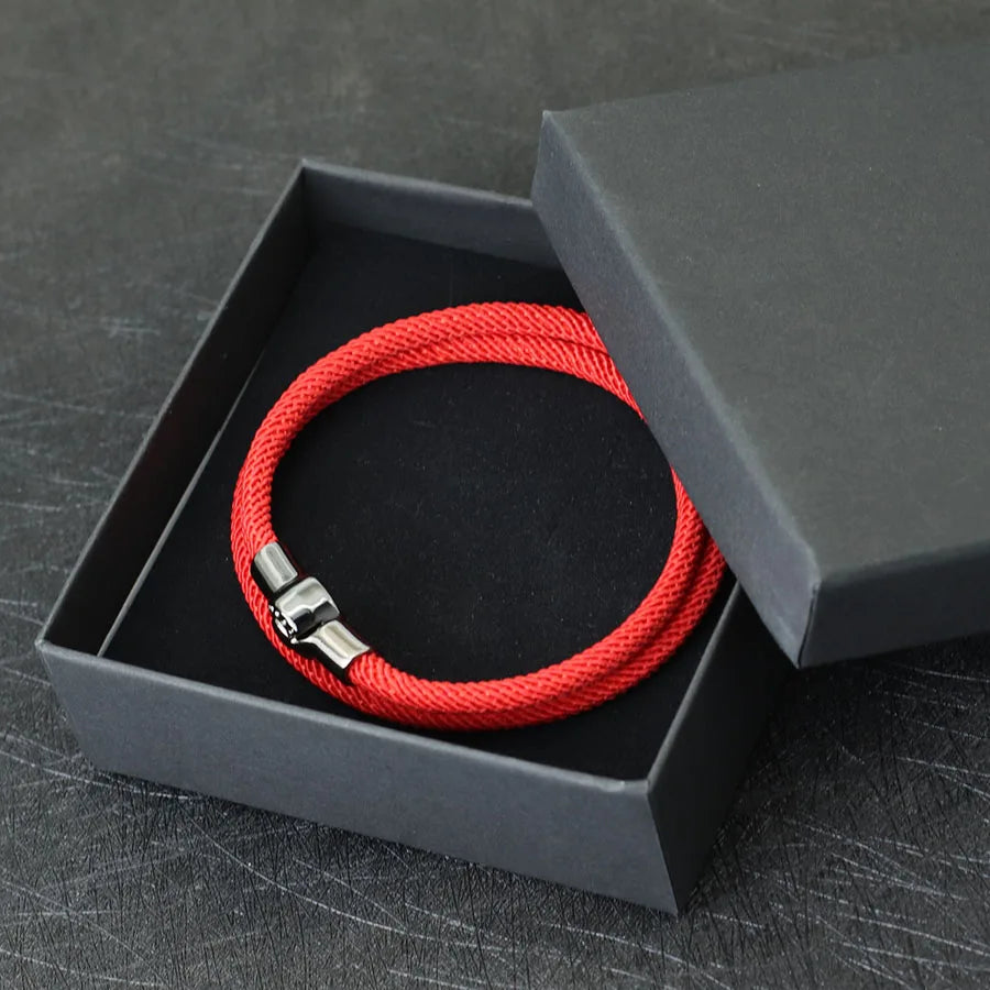 Mens Rope Bracelet Magnet Buckle Double Layer Cord Nautical Bracelets
