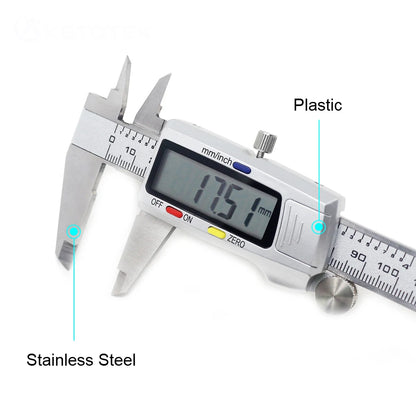 6 Inch 150mm Digital Vernier Caliper Stainless Steel Micrometer Depth Ruler