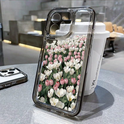 Rose Flower Clear Phone Case For iPhone 16 15 14 Pro Max Shockproof