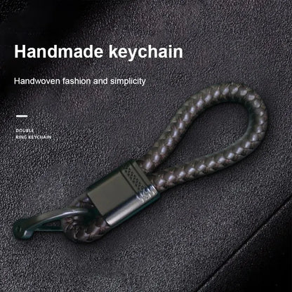 2Pcs Leather Rope Key Chain Hand Woven