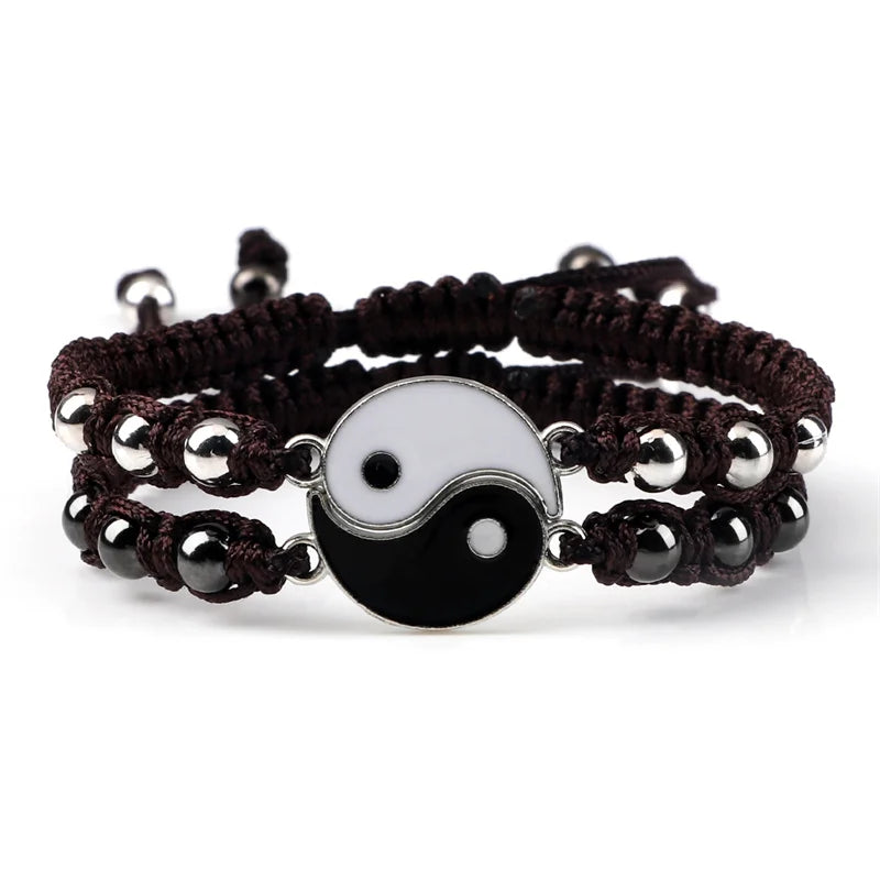 Dragon Tai Chi Gossip Braided Bracelet for Womens Mens