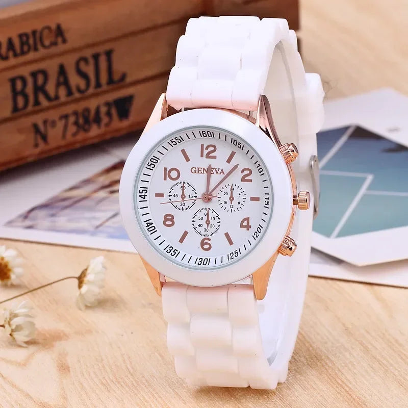 Ladies Fashion Watch Womens Silicone Quartz Wristwatch