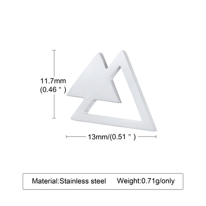 Stud Earring Men Stainless Steel Double Triangle Arrow Geometric Earrings