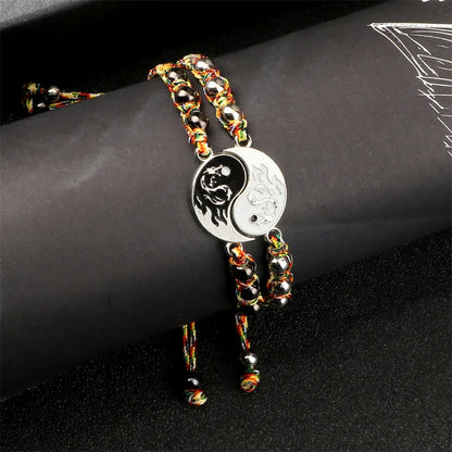 Dragon Tai Chi Gossip Braided Bracelet for Womens Mens