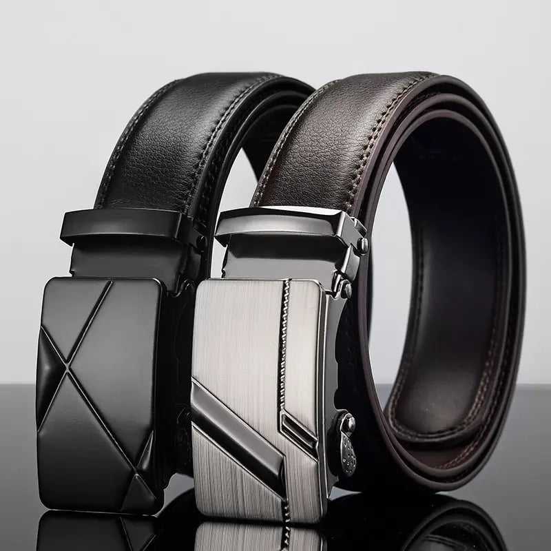 Mens Leather Belt Metal Automatic Buckle