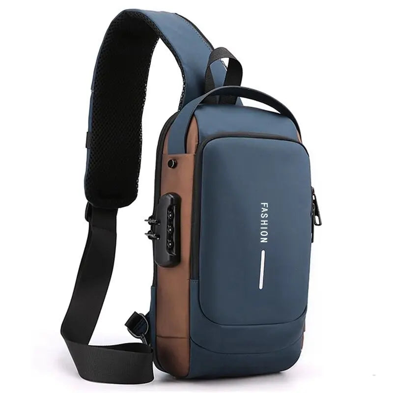 Mens Multifunction Anti Theft USB Shoulder Bag