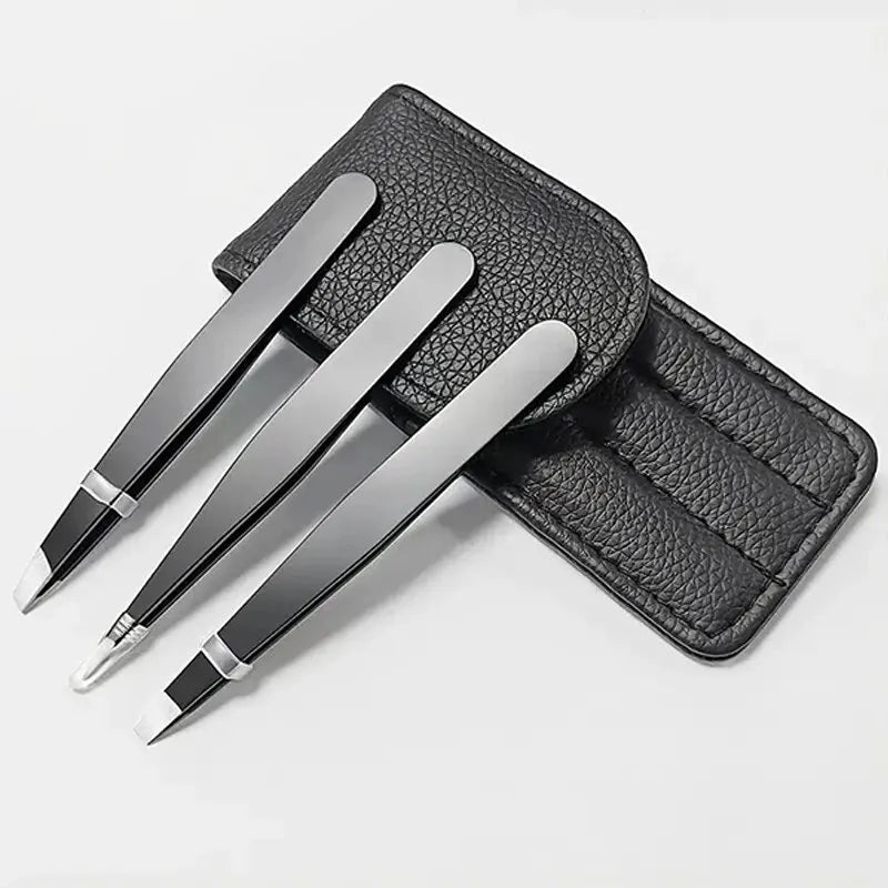 3pcs Premium Stainless Steel Eyebrow Tweezers Set