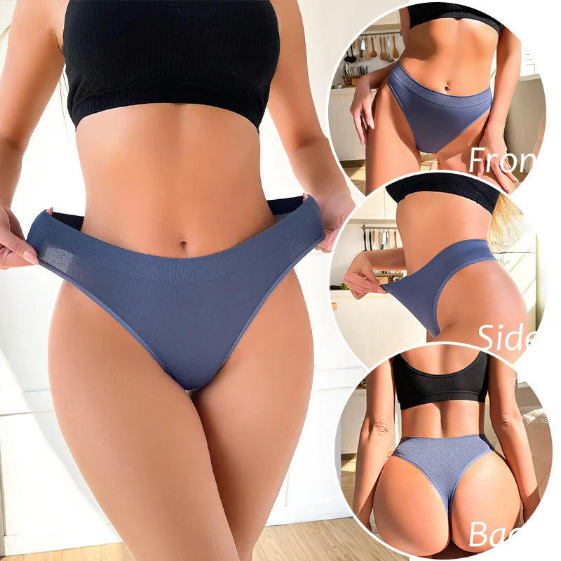 3pcs Seamless Womens Lingerie Thongs Sexy Low Rise Underwear