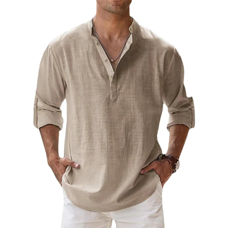 Cotton Linen Shirts for Men Casual Shirts Lightweight Long Sleeve