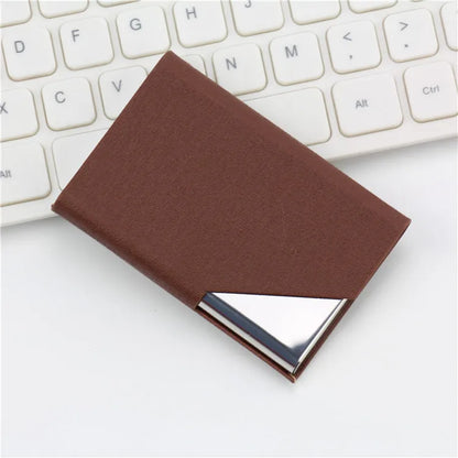 Magnetic PU Leather Stainless Steel Business Card Case ID Name Card Case