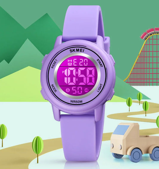 Colorful Kids Boys Girls Led Digital Watch Waterproof Alarm