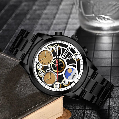 Fashion Mens Quartz Watch Mechanical Dial Sport Wristwatch