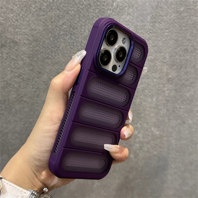 Luxury Heat Dissipation Breathable Hole Case For iPhone 16 15 14 13 12