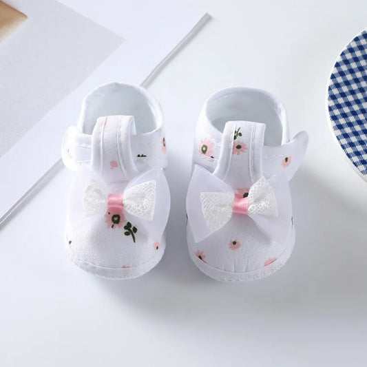 Baby Girl Shoes Cute Floral Bow First Walkers Soft Sole Crib Newborn