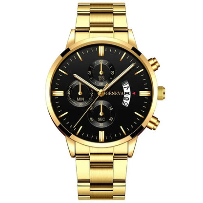 Fashion Mens Stainless Steel Calendar Quartz Watch