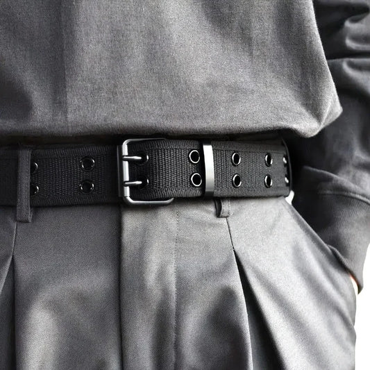 Unisex Double Row Needle Buckle Woven Belt Sports