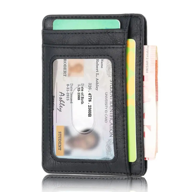 RFID Blocking Wallet Super Thin Mens Leather Card Holder