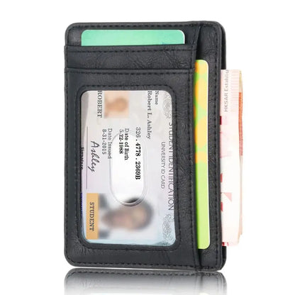 RFID Blocking Wallet Super Thin Mens Leather Card Holder