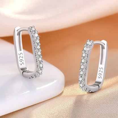 High Quality 925 Sterling Silver Crystal Fashion Circle Hoop Woman Earrings