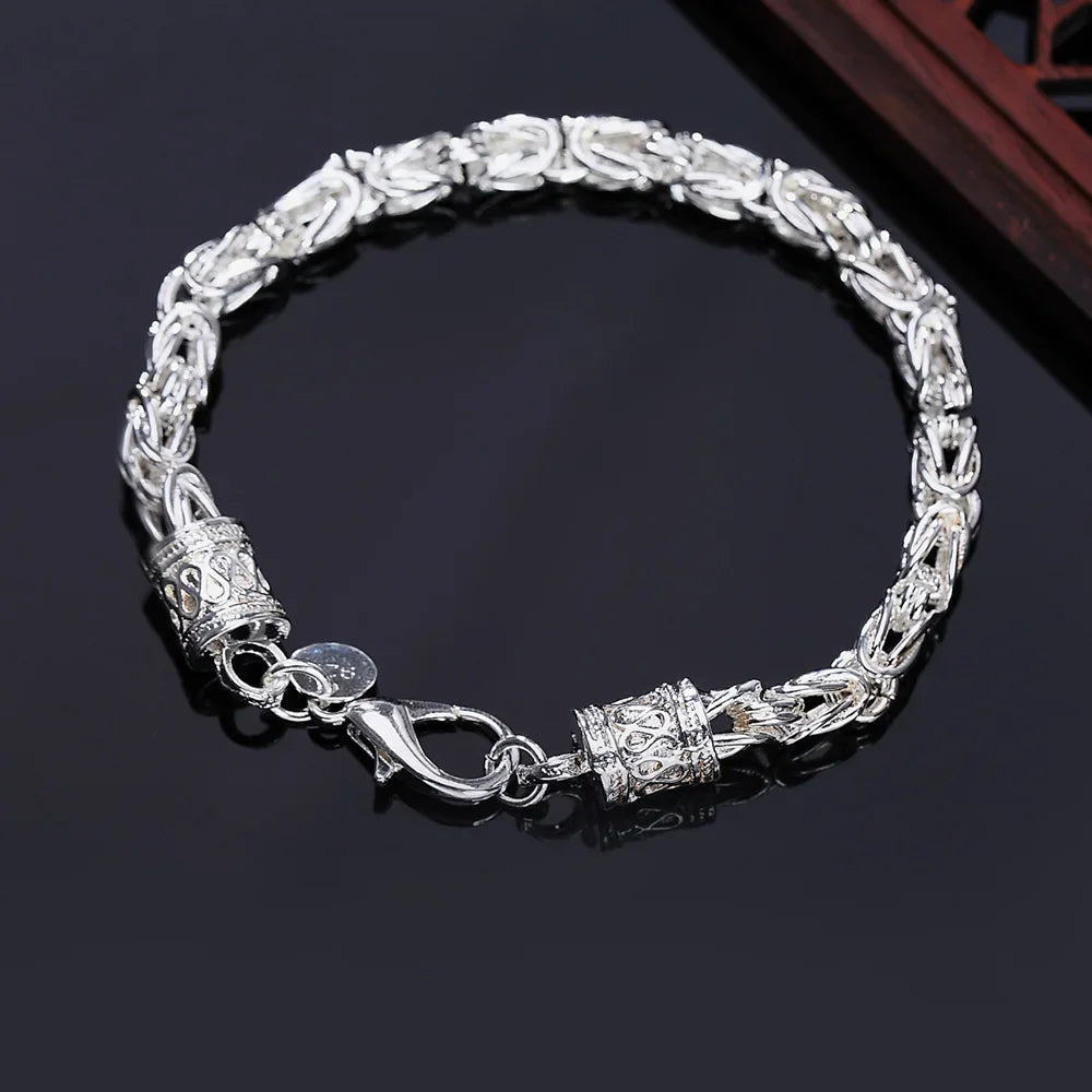 925 Sterling Silver Chain Exquisite Twisted Unisex Bracelet Fashion Charm Chain