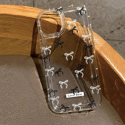 Colorful Bow Clear Transparent Tpu Shockproof Case For iPhone 16 15 14 13 12 11