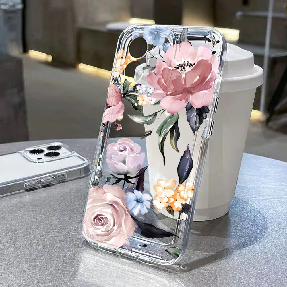 Flower Soft Fundas Phone Case For iPhone 16 15 14 Pro Max